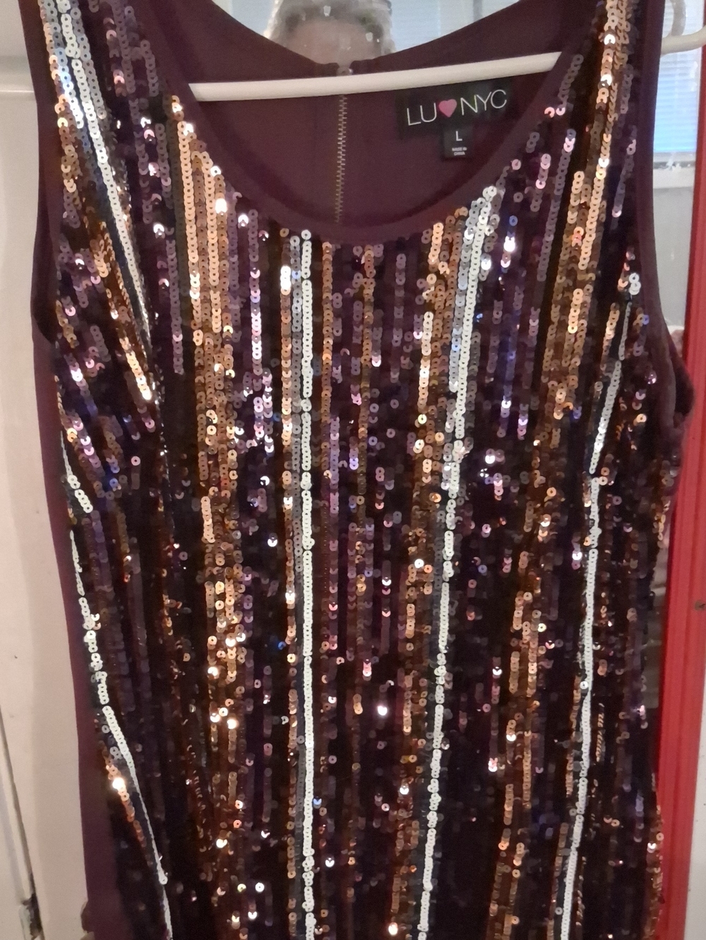 Purple Sequin Mini Dress